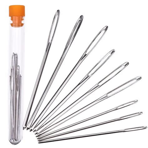 9 Pcs Large Eye Sewing Bodkin Needles Stainless Steel Wool Sewing ...