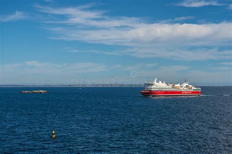 Car And Passenger Ferry Ms Oslofjord Approaching Sandefjord Editorial