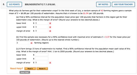 Solved 0 2 POINTS BBUNDERSTAT12 7 1 018 MI MY NOTES ASK Chegg