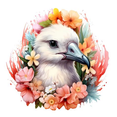 Premium Ai Image A Bird With Flowers And A Bird In The Middle Of It