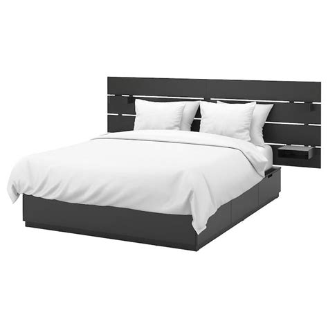 Nordli Bed With Headboard And Storage Anthracite King Ikea Bed Frame With Storage