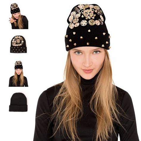 Winter Women Rivet Warm Punk Beanies Fashion Leopard Head Knitted Caps