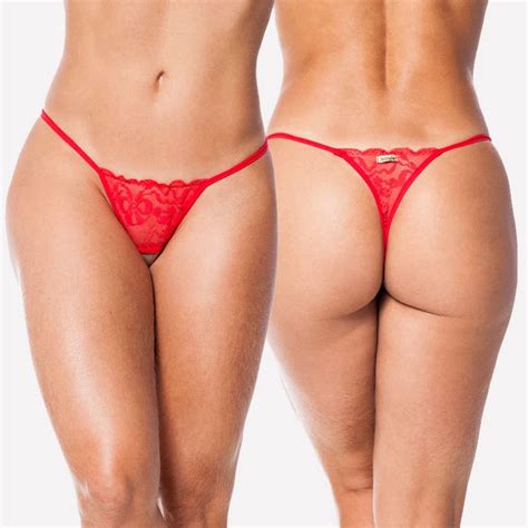 Calcinha Fio Dental Aberta Em Renda Gruta Vermelha Sensualle Lingerie