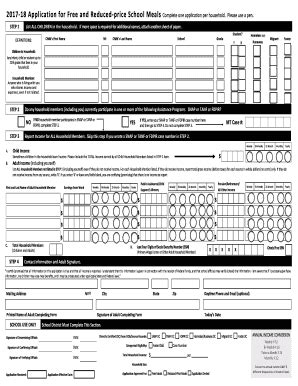 Fillable Online Application For Free And Reduced Price School