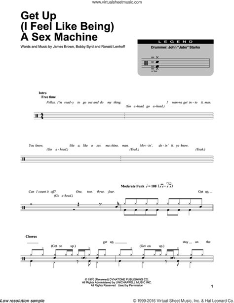 Get Up I Feel Like Being A Sex Machine Sheet Music For Drums