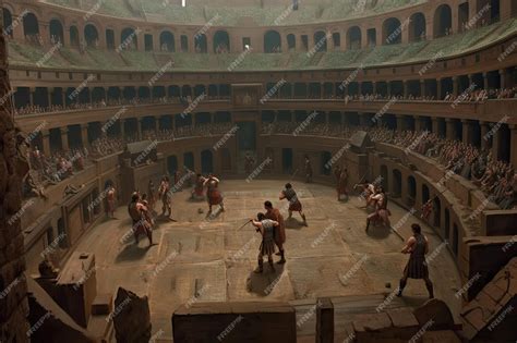 Premium AI Image | Gladiators fighting for the entertainment of the ...