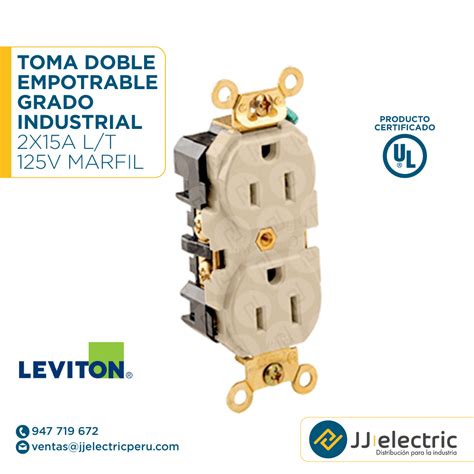 Toma Doble Empotrable Grado Industrial X A L T V Marfil Leviton