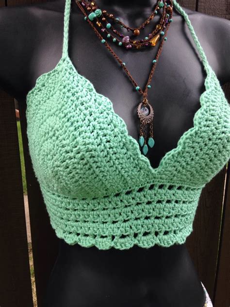 Crochet Bikini Top Crochet Halter Top Mint Green Bikini Top Etsy Artofit