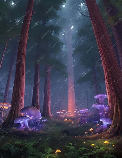 Premium Photo | Enchanted Forest with mushroom