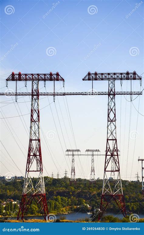 Supports of High-voltage Power Lines Stock Photo - Image of tower ...