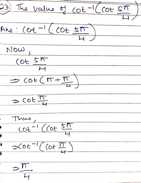 The Value Of Cot Cot Pi Is