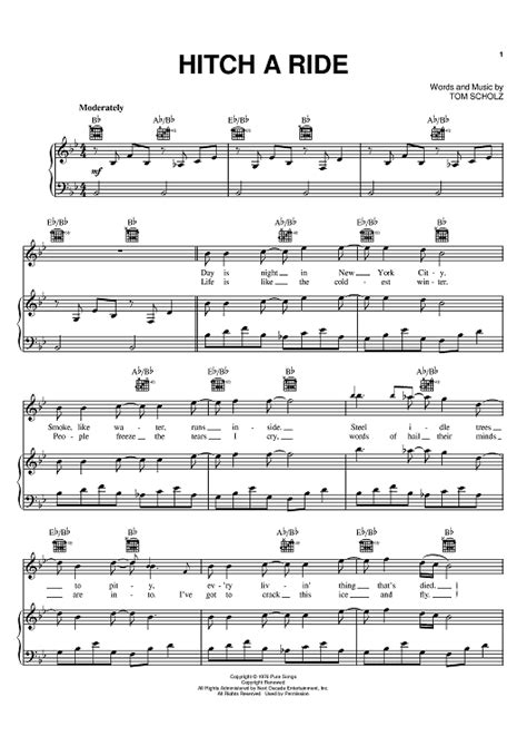 Hitch A Ride Sheet Music By Boston For Pianovocalchords Sheet