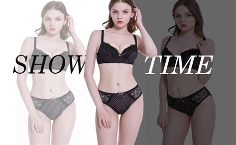 Swbreety Women Bra And Panty Set Satin Bowknot Lace Polka Dot Underwire Bras Lingerie Set Black