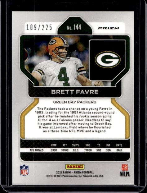 Panini Prizm Brett Favre Purple Ice Packers Ebay