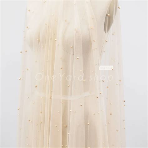 Pearled Nude Soft Mesh Tulle Fabric By The Yard Oneyard