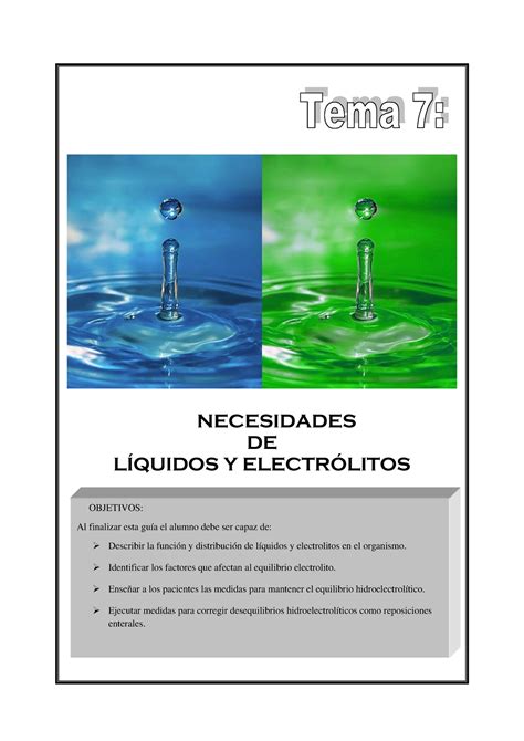 Tema Necesidades Liquido Y Electrolitos Necesidades De L Quidos Y