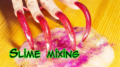 Asmr Slime Mixing Red Manicure Asmr For Sleep Trigger Tapping