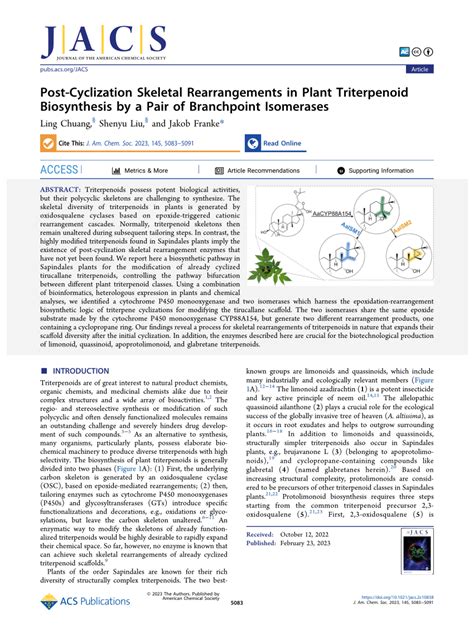 Pdf Post Cyclization Skeletal Rearrangements In Plant Triterpenoid