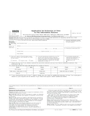 Fillable Online irs Form 8809 (Rev. July 2004 ) - IRS - irs Fax Email ...