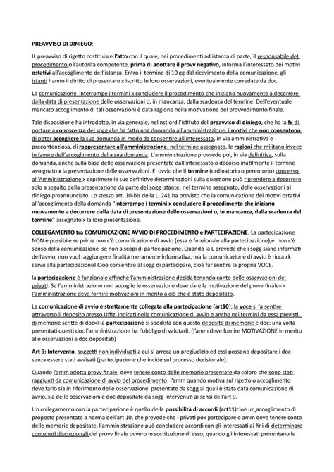 Preavviso DI Diniego E Accesso Documentale Diritot Amministrativo