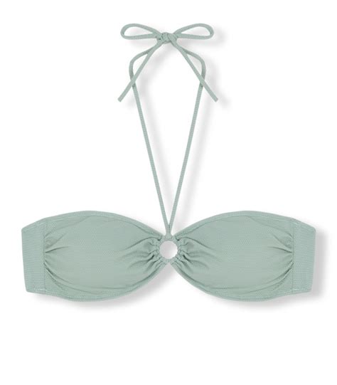 Bikini Bandeau En Verde Con Escote Halter