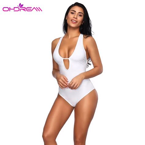 Ohdream Hot One Piece Swimsuit Women Sexy Thong Swimwear White High Cut