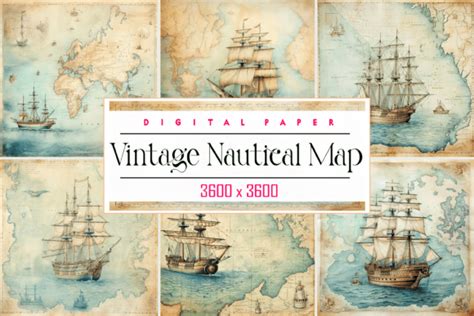 Vintage Nautical Map Graphic by Printable Design · Creative Fabrica