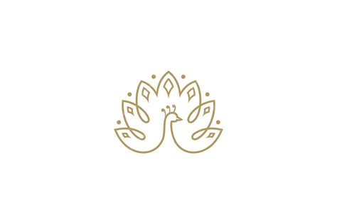 Premium Vector Peacock Gold Line Art Logo Design