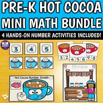 PreK Kinder Hot Cocoa Mini Math Bundle Winter Counting Numbers Activity Centers