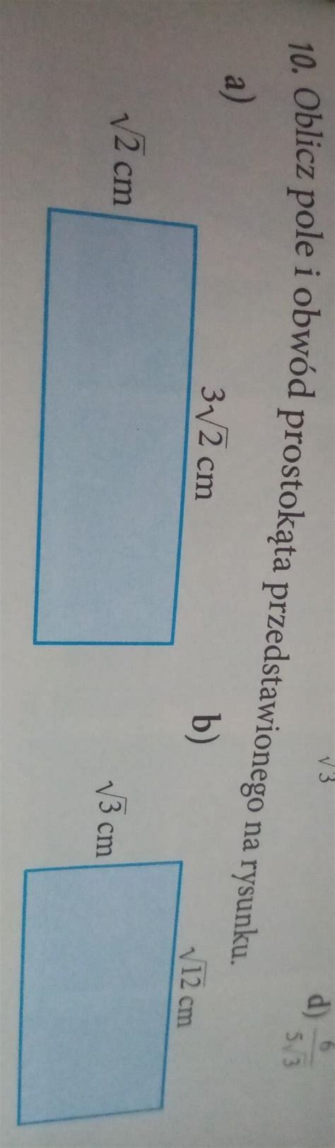 Oblicz Pole I Obw D Prostok Ta Przedstawionego Na Rysunku Brainly Pl