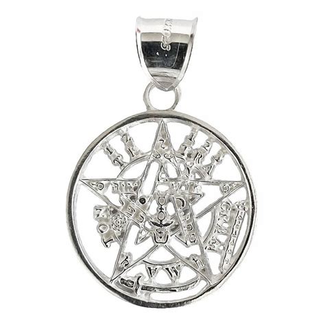 Dije Medalla Grande Tetragramaton Pentagrama Plata Ley