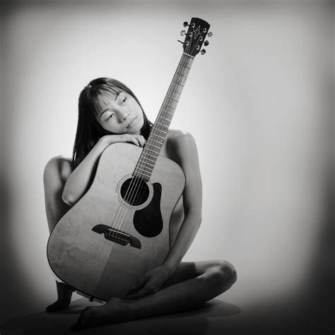 Fine Art Nude Asian Girl With Guitar B W Set Kendree Miller