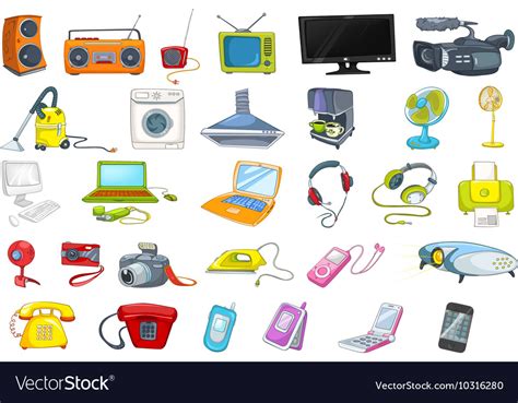 Set of household appliances and electronic devices