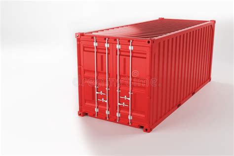 A High Quality Image Of A Red 20ft Shipping Container On A White