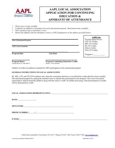 Affidavit Of Attendance