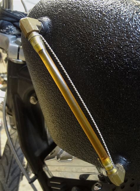 Motorcycle GAS TANK Fuel Gauge Gage - Yellow Tygon Hose Style External Fuel Gauge - Steel Bung ...