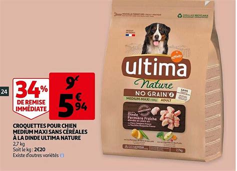 Promo Croquettes Pour Chien Medium Maxi Sans C R Ales La Dinde Ultima