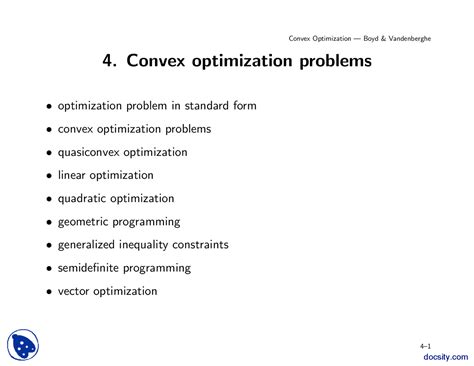 Convex Optimization Problems-Optimization Techniques and Methods ...