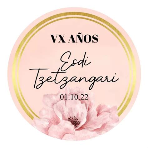 Stickers Floral Rosa Nude Boda Xv A Os Personaliz Pz Cm Meses Sin