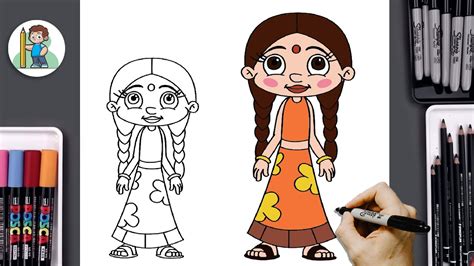 How To Draw Chutki From Chhota Bheem Easy Step By Step Tutorial