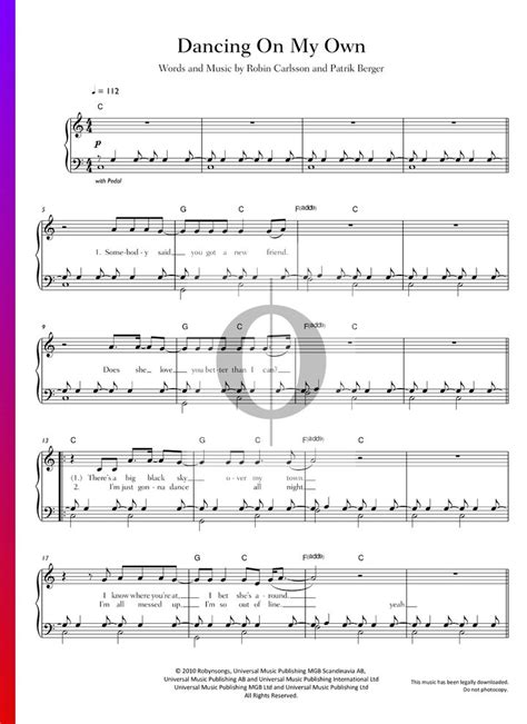 Dancing On My Own Calum Scott Piano Sheet Music Oktav