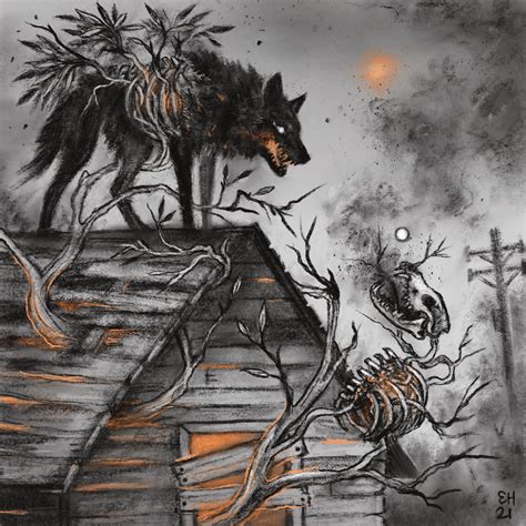 Sinking Sun 8x8 Fine Art Print Dark Wolf Wolves Skull Cabin | Etsy