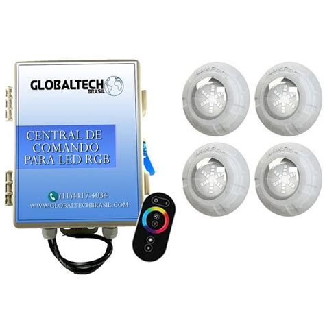 Led Piscina Kit 4 Led RGB 9W Luxpool Central De Comando Controle