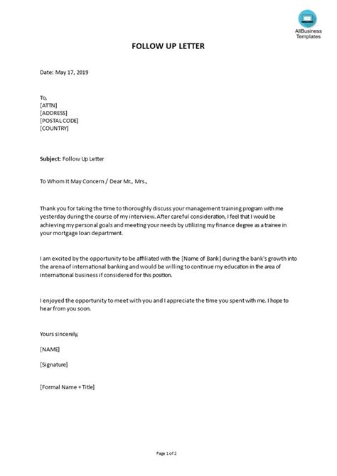 Sample Follow Up Letter Template