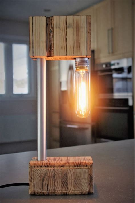 Handmade Wooden Desk Lamp with Dimmer