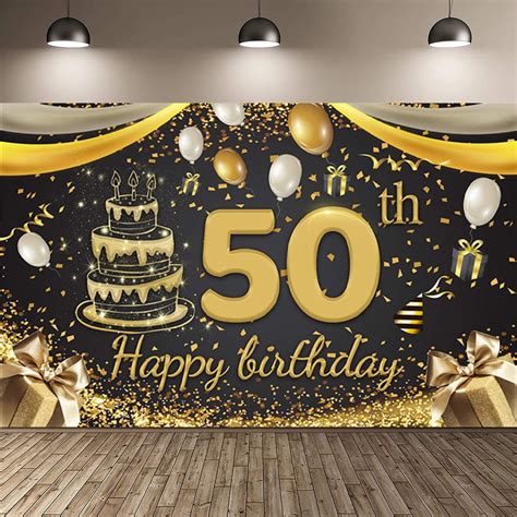 50th Birthday Decorations 180x110cm Large Fabric Happy 50th Birthday