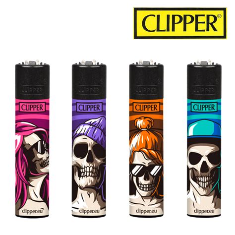 Briquets Clipper collection x4 briquets Modèle Skulls 3 Briquet