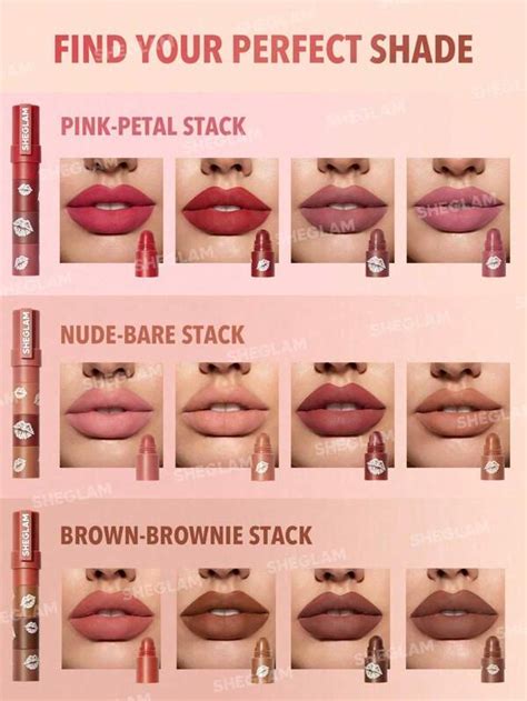 SHEGLAM Mega Lip Stacks Nude Bare Stack SHEIN UK