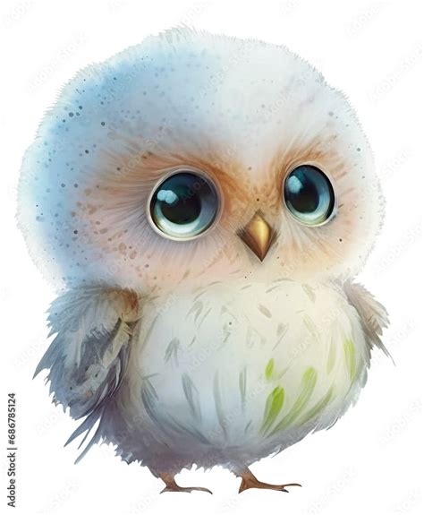 Watercolor Illustration Of A Cute White Owl Ai Generated Transparent