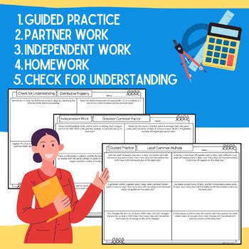 GCF LCM Distributive Property 6th Grade Math Packet Task Cards 6